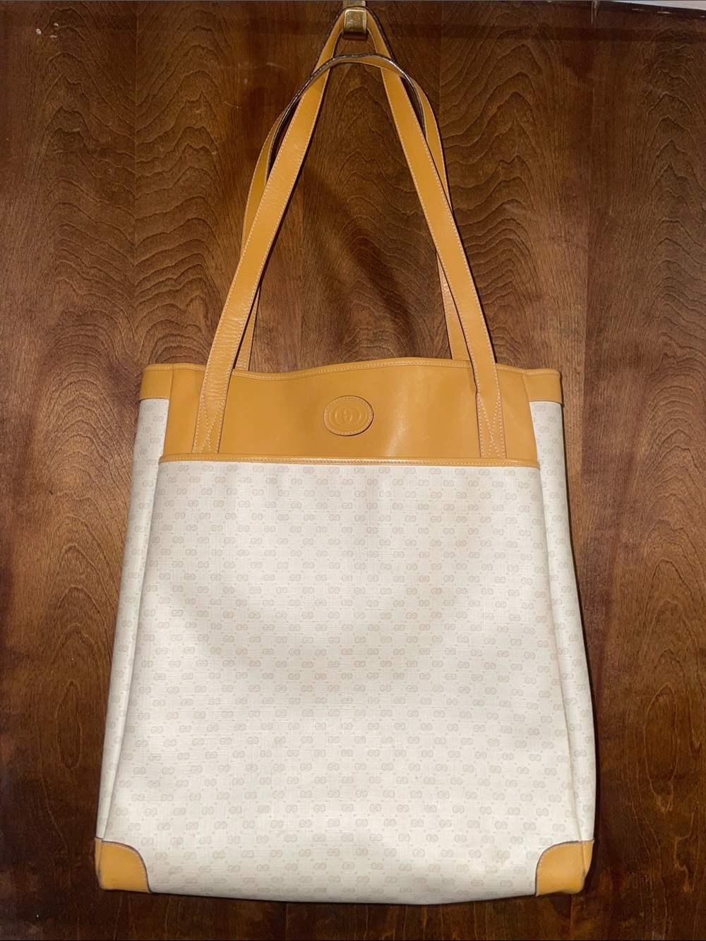 Vintage Gucci Micro GG Supreme Coated Canvas Large Tote Bag